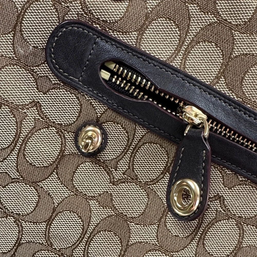 Coach Brown Signature Canvas Tote with Dark Brown Trim EUC